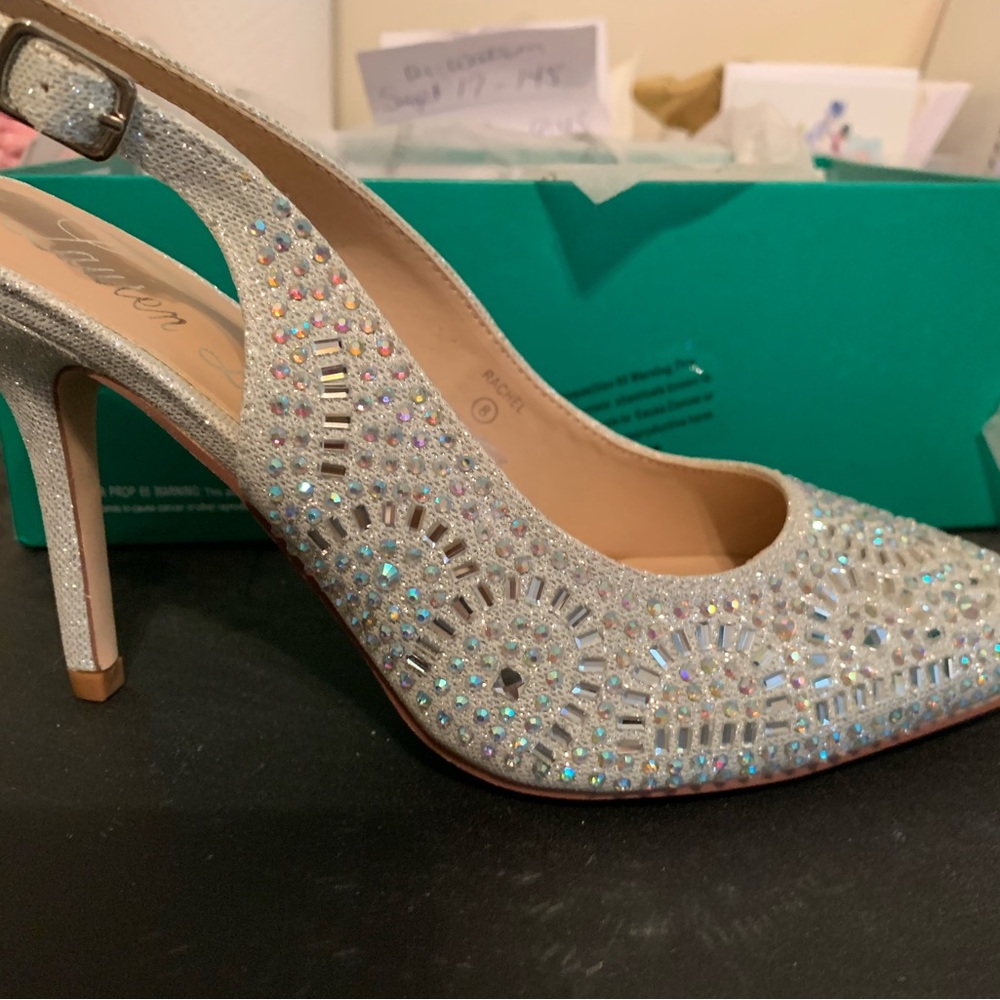 Lauren Lorraine Silver Crystal Embellished Heels